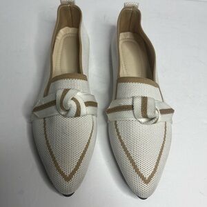 Chic White and Tan Women's Loafers
